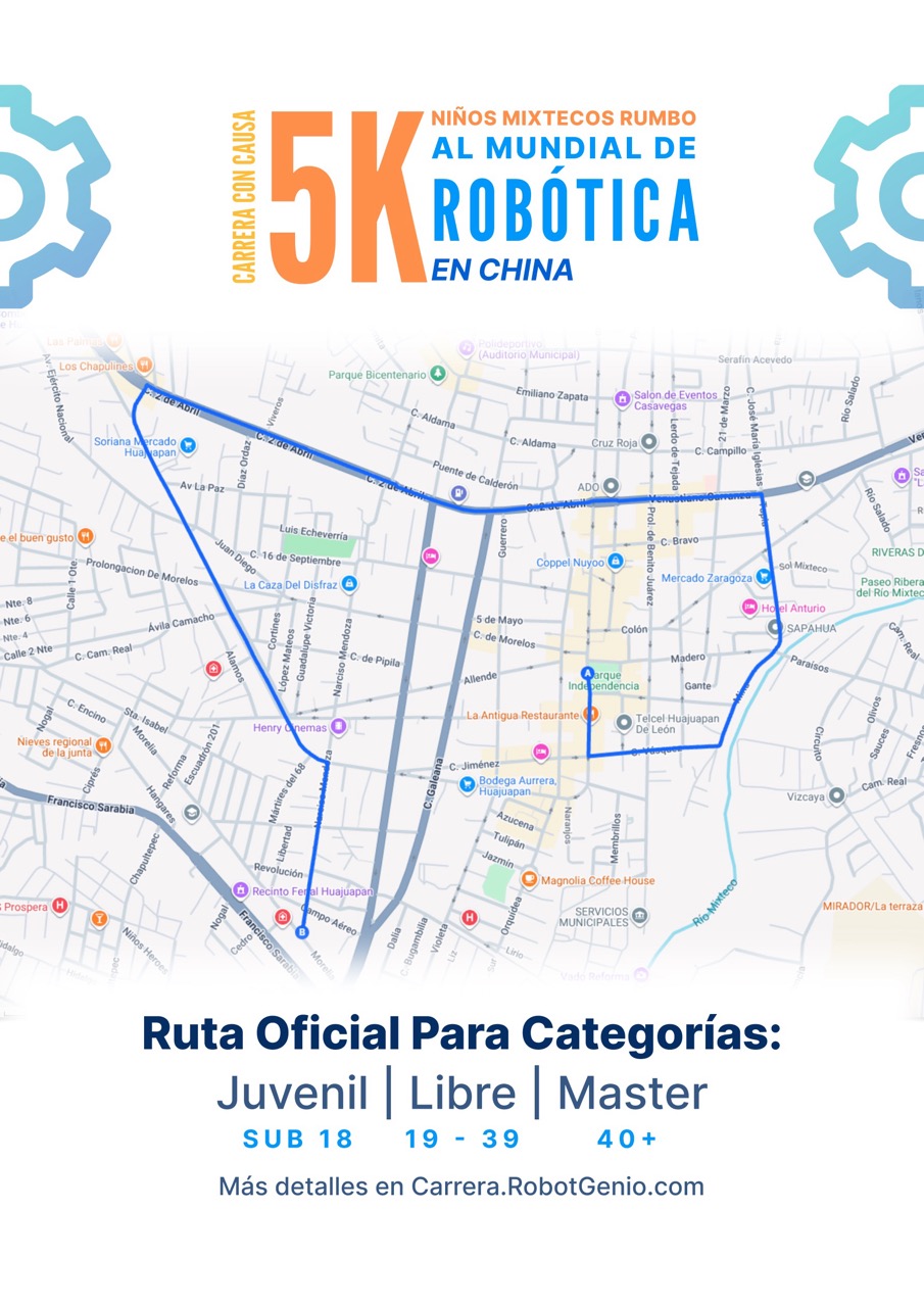 Cartel oficial con la ruta de la carrera de 5 kilómetros
